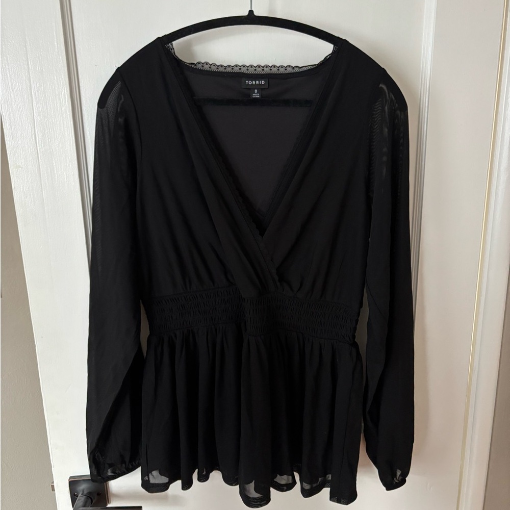 Torrid Black Wrap Peplum Blouse